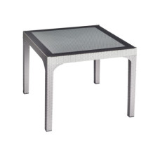Стіл HM-710 COMFORT RATTAN MASA 90*90 зі склом Grey