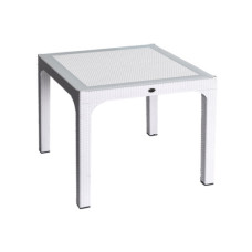 Стіл HM-710 COMFORT RATTAN MASA 90*90 зі склом White