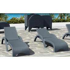 Шезлонг Siesta ротанг с подлокотниками 860 Fiji Dark Grey