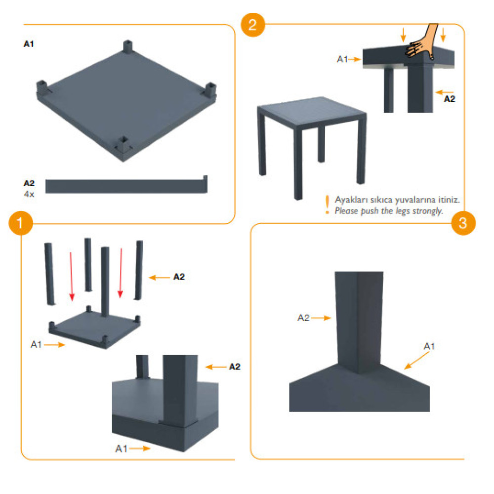 Стіл Siesta 875 Orlando 80*80  Dark Grey